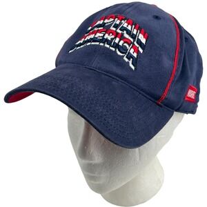 Vintage Marvel Captain America Hat Universal Studios Navy Red S/M 55cm